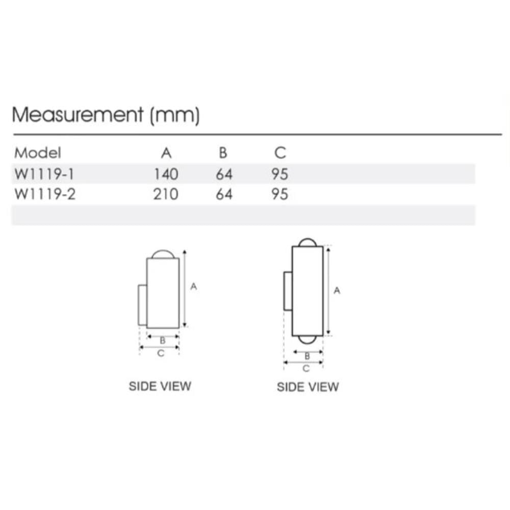 YETPLUS WALL OUTDOOR W1119-2 GU10 STONE GREY