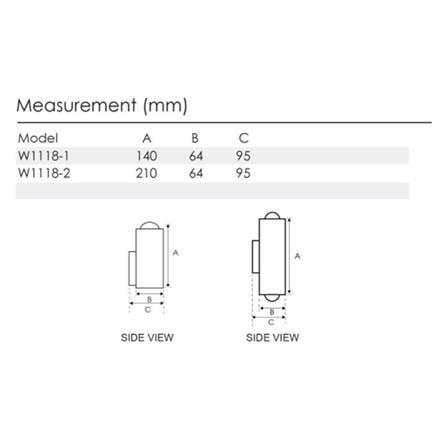 YETPLUS WALL OUTDOOR W1118-1 GU10 STONE GREY