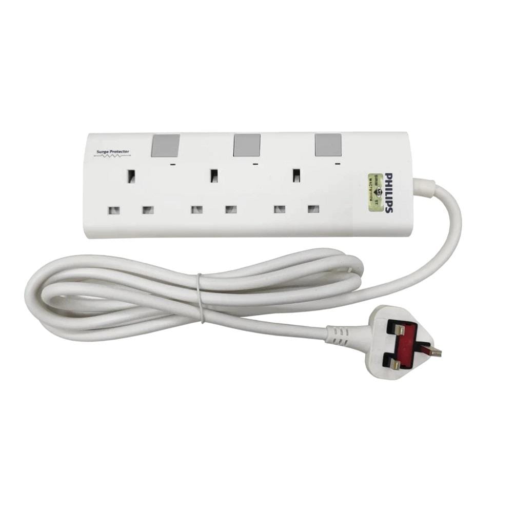 PHILIPS 3G2M TRAILING SOCKET C/W NEON/SURGE CHP3133BA/68 WHITE