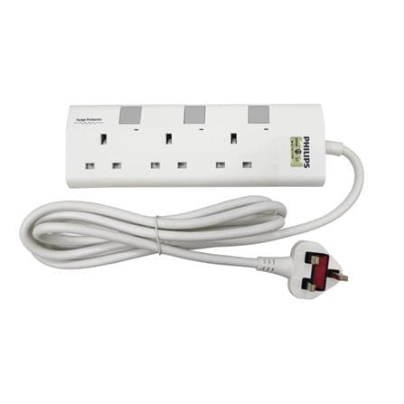 PHILIPS 3G2M TRAILING SOCKET C/W NEON/SURGE CHP3133BA/68 WHITE