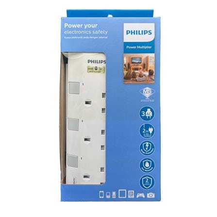 PHILIPS 3G2M TRAILING SOCKET C/W NEON/SURGE CHP3133BA/68 WHITE