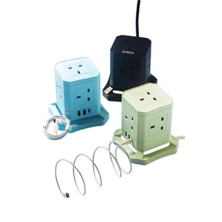 ENCO 5 GANG 2 USB + 1 TYPE C VERTICAL POWER SOCKET CT-ENCO3U5K BLACK