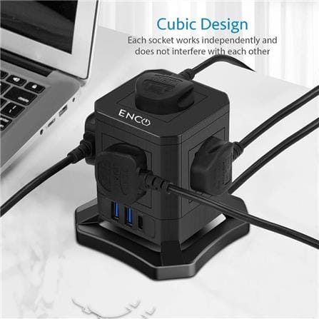 ENCO 5 GANG 2 USB + 1 TYPE C VERTICAL POWER SOCKET CT-ENCO3U5K BLUE