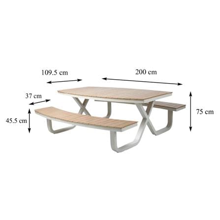 6-SEAT PATIO BENCH SET BENETTA MIRALY WHITE [EXCLUSIVE FROM HOMEPRO THAILAND]
