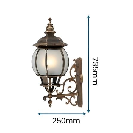 PRE-ORDER BRIGHT OBJECTIVES WALL OUTDOOR 8803/W 735MM E27 ANTIQUE BRASS