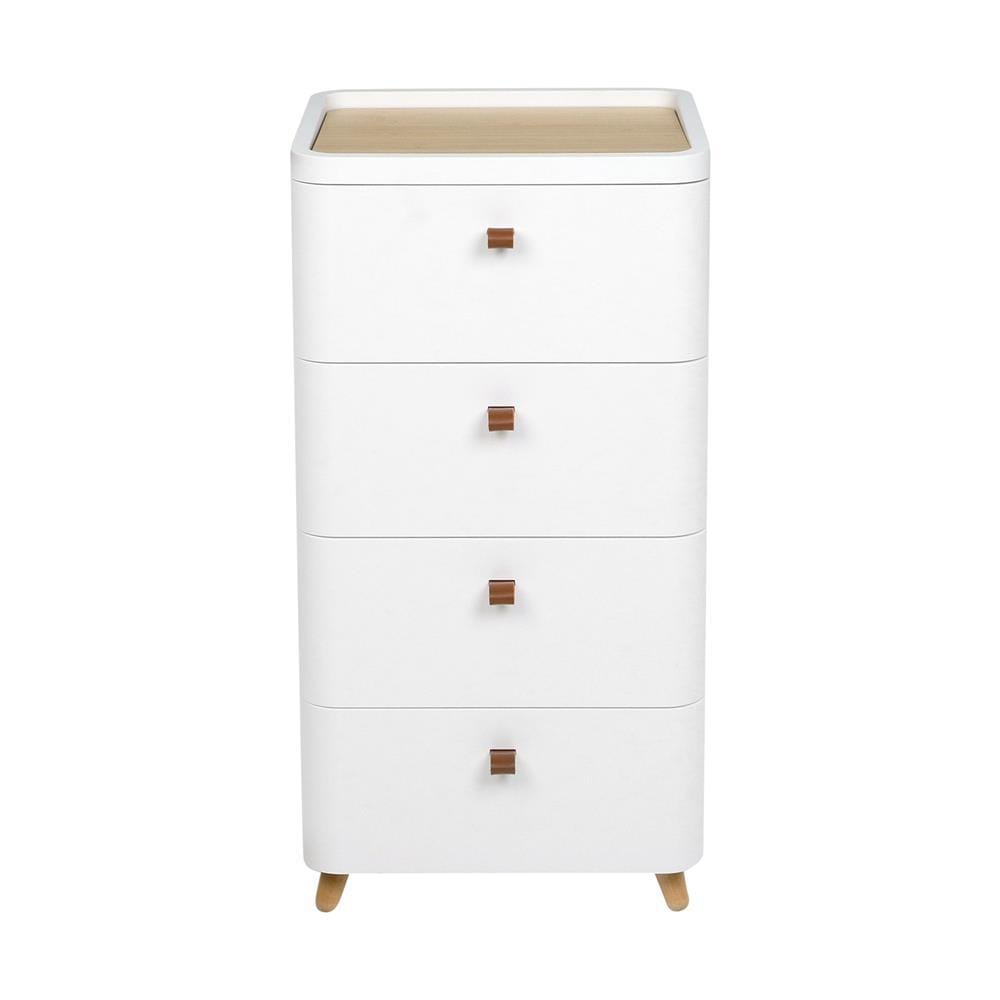 CHEST OF 4 DRAWERS WITH WOODEN LEGS STACKO JOIN 42X32X81.5CM WHITE