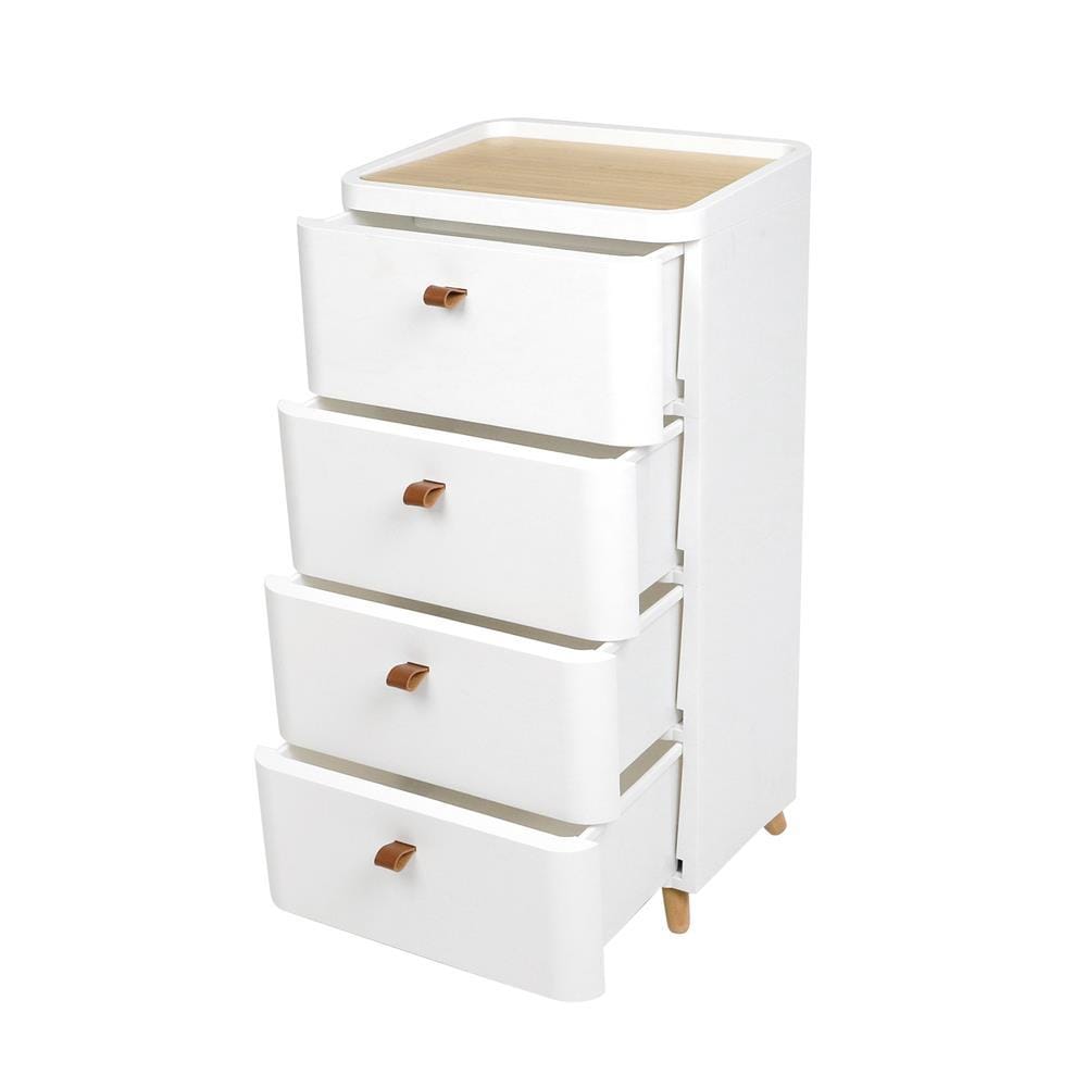 CHEST OF 4 DRAWERS WITH WOODEN LEGS STACKO JOIN 42X32X81.5CM WHITE