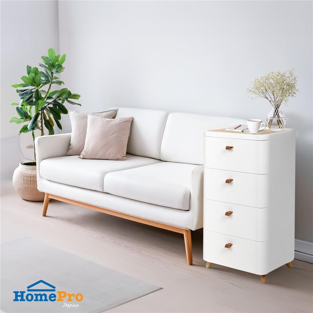 CHEST OF 4 DRAWERS WITH WOODEN LEGS STACKO JOIN 42X32X81.5CM WHITE