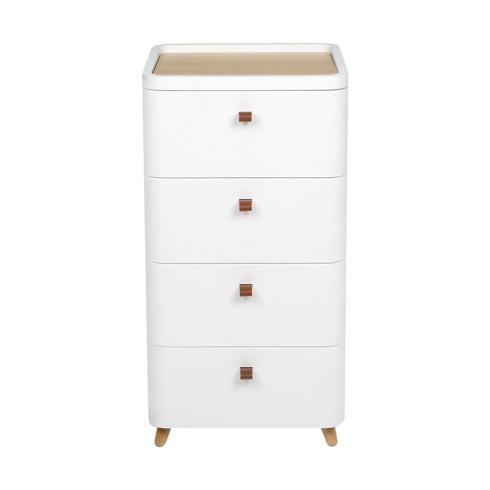 CHEST OF 4 DRAWERS WITH WOODEN LEGS STACKO JOIN 42X32X81.5CM WHITE