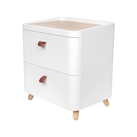 CHEST OF 2 DRAWERS WITH WOODEN LEGS STACKO JOIN 42X32X46CM WHITE