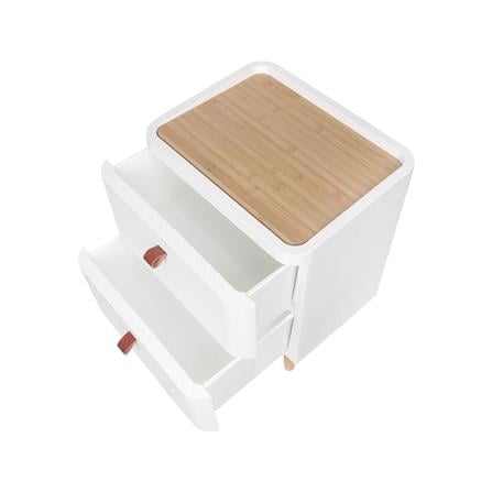 CHEST OF 2 DRAWERS WITH WOODEN LEGS STACKO JOIN 42X32X46CM WHITE