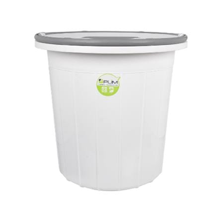 BUCKET WITH LID PLIM 17L WHITE/GREY