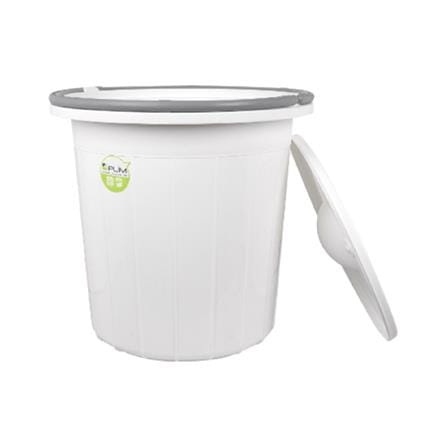 BUCKET WITH LID PLIM 17L WHITE/GREY