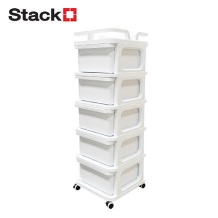 5-TIER DRAWER UNIT STACKO CART 35X38.5X104CM WHITE