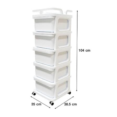 5-TIER DRAWER UNIT STACKO CART 35X38.5X104CM WHITE