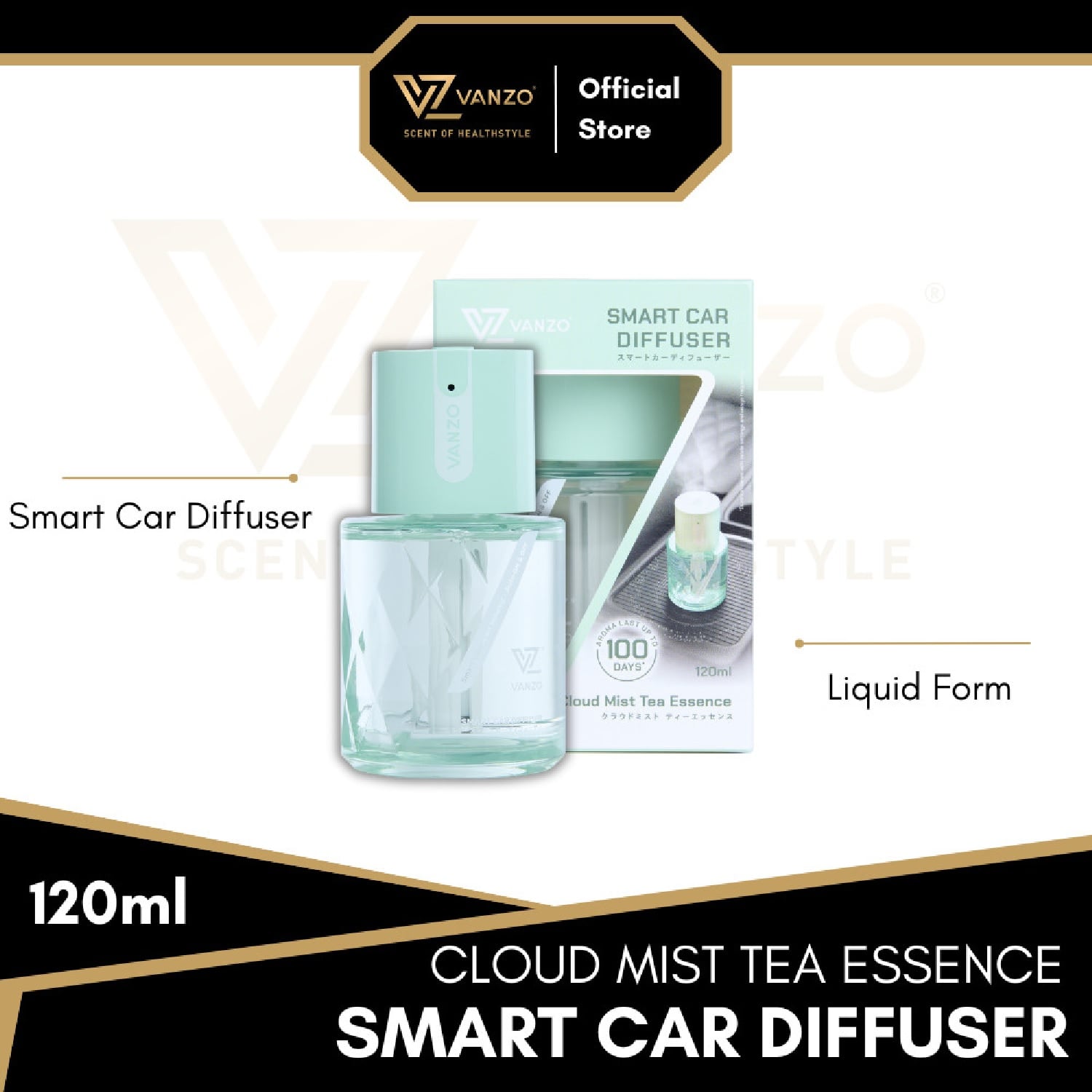 VANZO SMART CAR DIFFUSER CLOUD MIST TEA ESSENCE 120ML