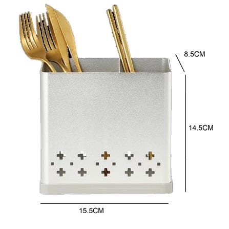 ALUMINIUM UTENSIL BOX 2 HOLE NOBLE SILVER