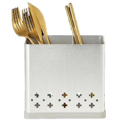 ALUMINIUM UTENSIL BOX 2 HOLE NOBLE SILVER