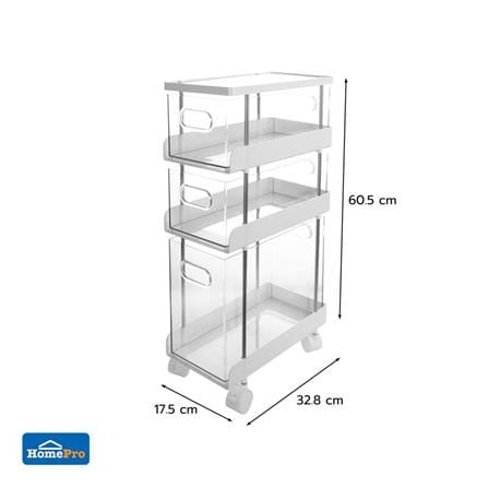 3-TIER DRAWER UNIT WITH CASTERS KECH LUCID CLEAR 32.8X17.5X60.5CM (PRE-ORDER IMPORT PRODUCTS)