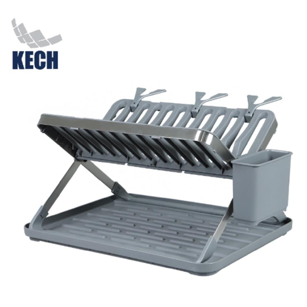 PLASTIC/SS DISH RACK, CROSS LEGS KECH 48.5X33.5X27CM GREY