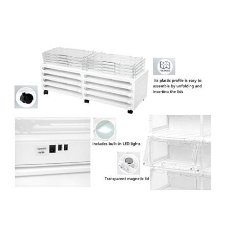 8-COMPARTMENT SHOE BOX+LED LAMUZ 74.5X29.5X85CM