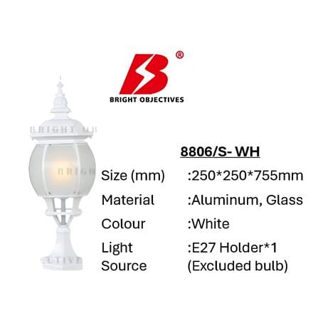 PRE-ORDER BRIGHT OBJECTIVES GATE LAMP 8806/S 755MM E27 WHITE