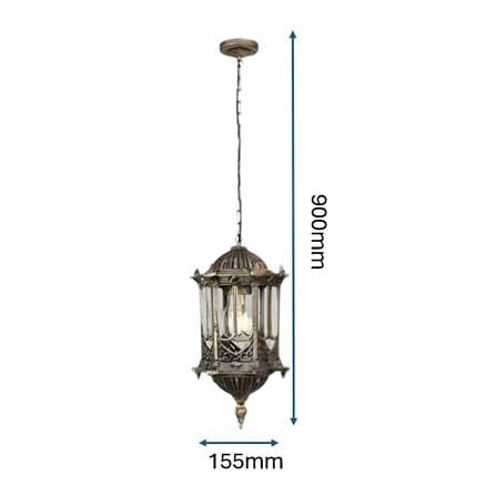 PRE-ORDER BRIGHT OBJECTIVES PENDANT OUTDOOR LAMP 8808/P 900MM E27ANTIQUE BRASS