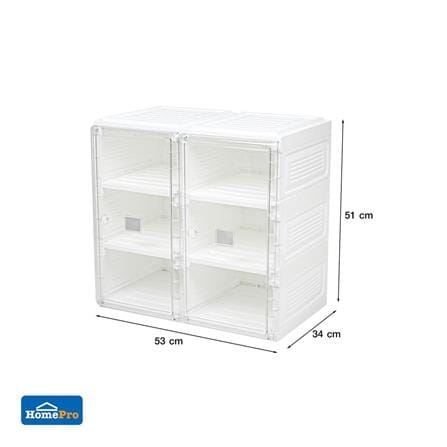 6-COMPARTMENT SHOE BOX STACKO CLAIRE 53X34X51CM WHITE/CLEAR [EXCLUSIVE FROM HOMEPRO THAILAND]