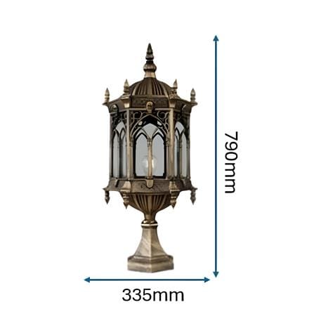 PRE-ORDER BRIGHT OBJECTIVES GATE LAMP 8809/S 790MM E27 ANTIQUE BRASS