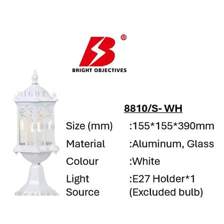 PRE-ORDER BRIGHT OBJECTIVES GATE LAMP 8810/S 390MM E27 WHITE