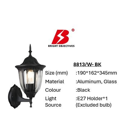 BRIGHT OBJECTIVES WALL OUTDOOR 8813/W 345MM E27 BLACK