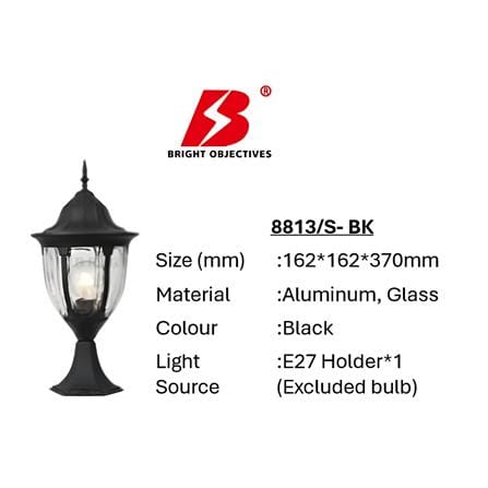 PRE-ORDER BRIGHT OBJECTIVES GATE LAMP 8813/S 370MM E27 BLACK
