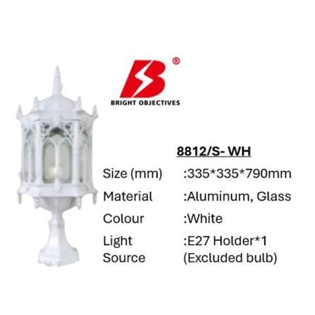 PRE-ORDER BRIGHT OBJECTIVES GATE LAMP 8812/S 790MM E27 WHITE