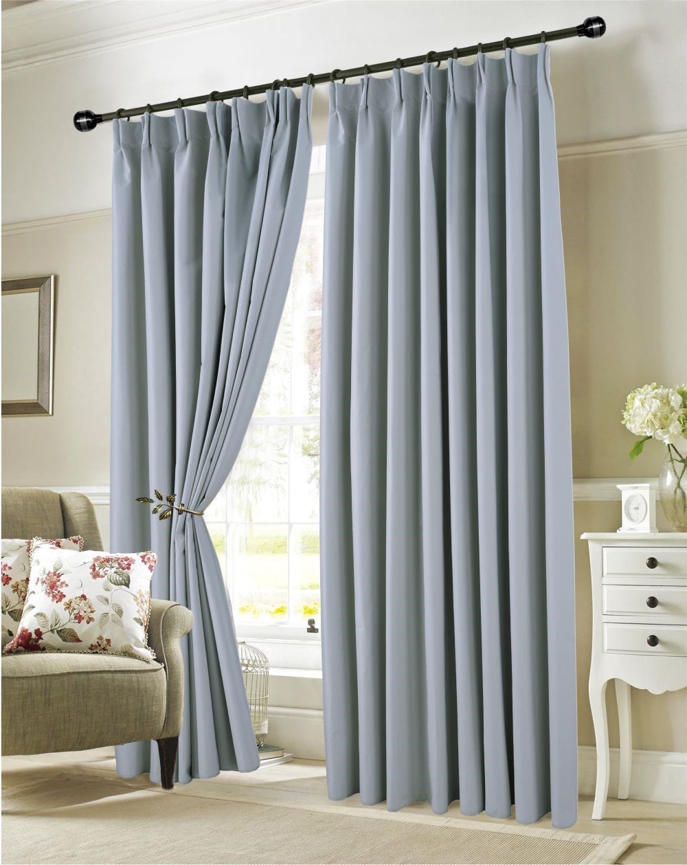 RED DANIELLE CURTAIN FRENCH PLEAT SUNBLOCK C14 80965 2P BLUE
