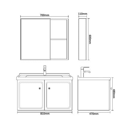 MD COUNTER WASHBASIN MVCS-800-GY GREY
