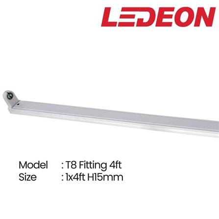 LEDEON T8 FITTING 1X4FT H15MM WHITE