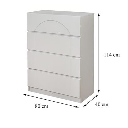CHEST OF 4 DRAWERS FURDINI CURVE 80CM GREY [EXCLUSIVE FROM HOMEPRO THAILAND]