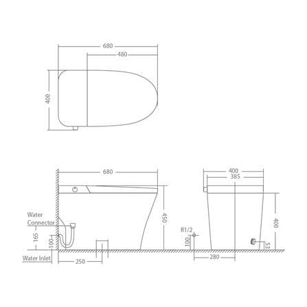 MD 1P TOILET MINIMA PLUS 250 5L WHITE