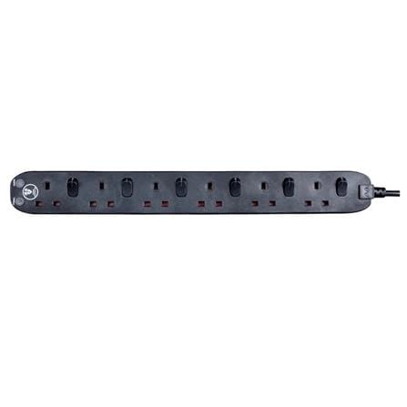 MASTERPLUG 6G2M WITH SURGE & INDIVIDUAL POWER LED MATTE BLACK