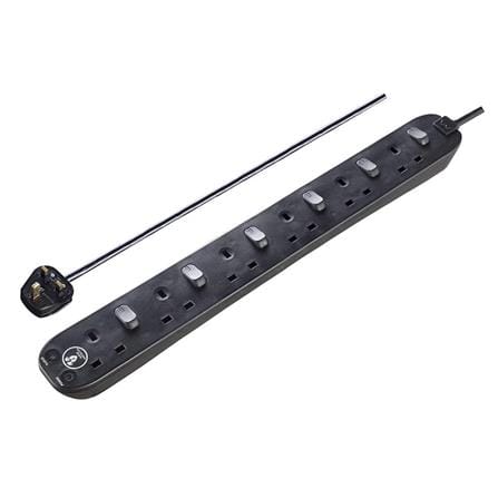 MASTERPLUG 6G2M WITH SURGE & INDIVIDUAL POWER LED MATTE BLACK