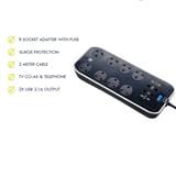 MASTERPLUG 8G2M 2USB 3.1A WITH SURGE PROTECTION GLOSSY BLACK
