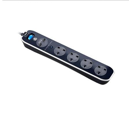 MASTERPLUG 4G2M 2USB 3.1A WITH SURGE PROTECTION GLOSSY BLACK