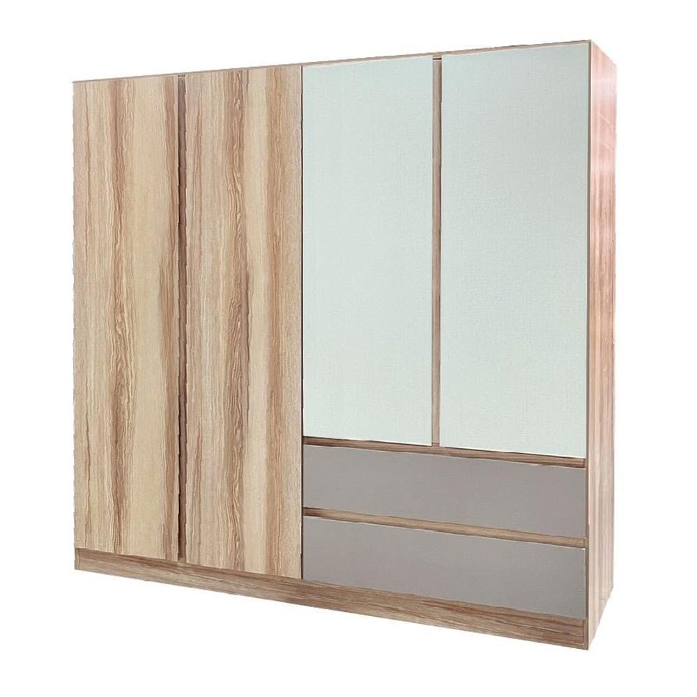 WARDROBE WITH 4 DOORS FURDINI FINE 200CM WOOD PATTERN/CREAM/WHITE