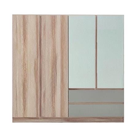 WARDROBE WITH 4 DOORS FURDINI FINE 200CM WOOD PATTERN/CREAM/WHITE