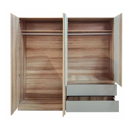 WARDROBE WITH 4 DOORS FURDINI FINE 200CM WOOD PATTERN/CREAM/WHITE