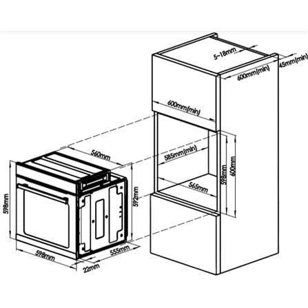 LIVINOX BUILT-IN OVEN LBO-LINOX 10F-75BL 75LITER 11PROGRAM DIGITAL