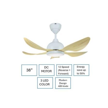 DEKA CEILING FAN GENO 38 LED 5BLADES 38" LIGHT WALNUT