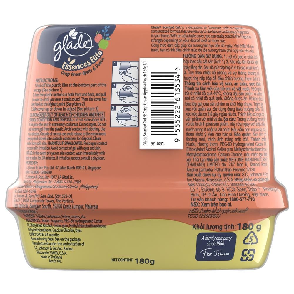 SCENTED GEL GLADE ESSENCES ELITE 180G TWIN PACK CRISP GREEN APPLE & PEACH