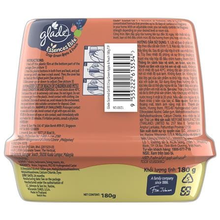 SCENTED GEL GLADE ESSENCES ELITE 180G TWIN PACK CRISP GREEN APPLE & PEACH