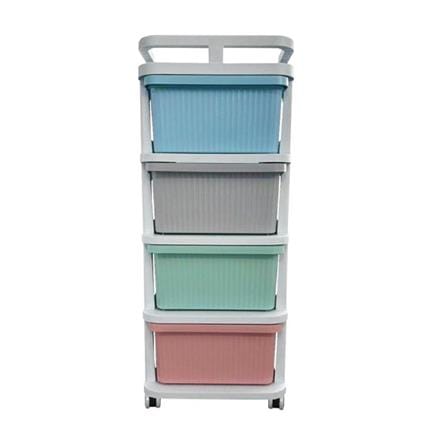 4-TIER DRAWER UNIT STACKO CART 35X38.5X86CM PASTEL